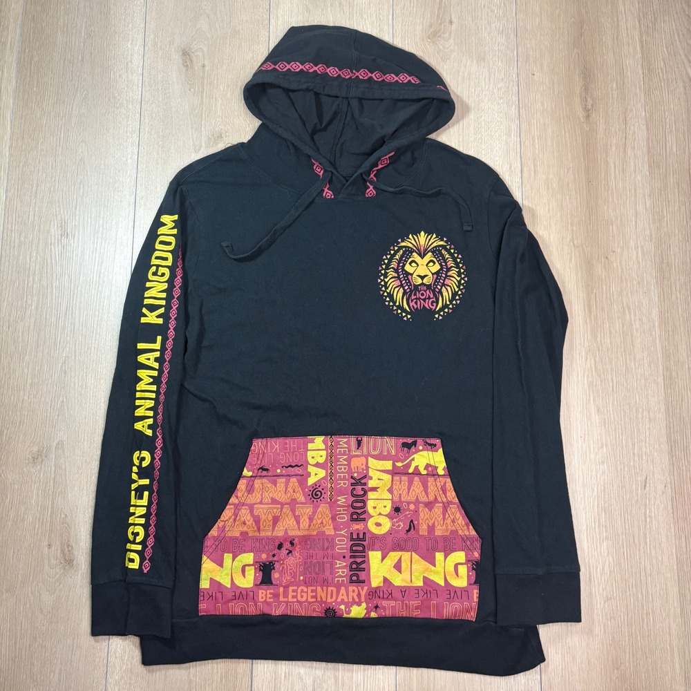 Disney Animal Kingdom The Lion King Black Hoodie Simba Graphic Mens Large Parks